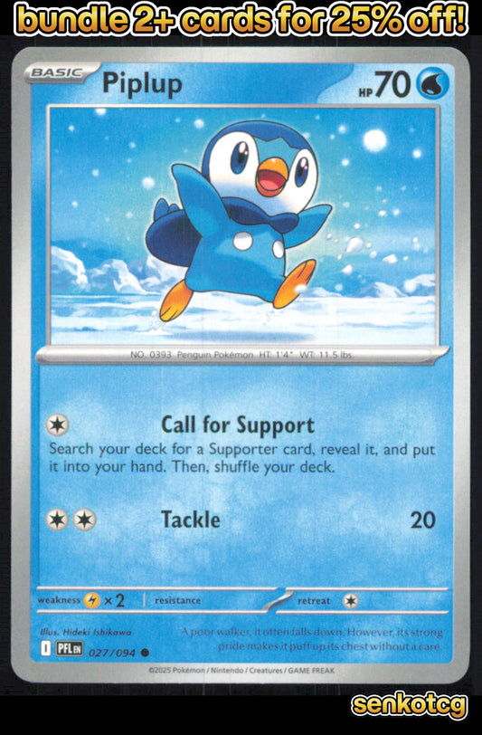 🎴 Piplup 027/094 Common Phantasmal Flames NM