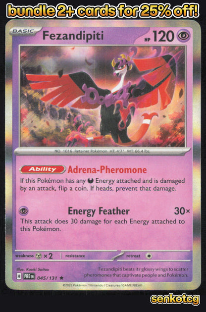 🎴 Fezandipiti 045/131 Rare Holo Prismatic Evolutions NM 🎨 Saitou