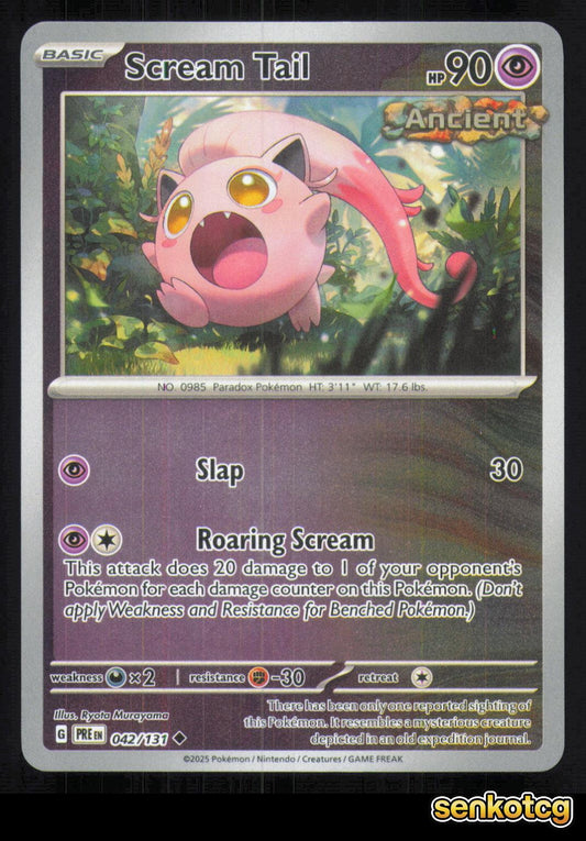 🎴 Scream Tail 042/131 Reverse Holo Prismatic Evolutions NM 🎨 Murayama