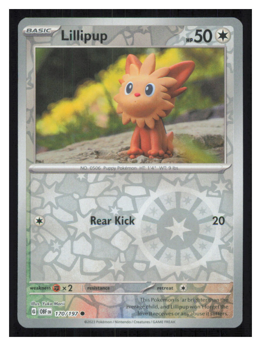 🎴 Lillipup 170/197 Common Reverse Holo Obsidian Flames NM