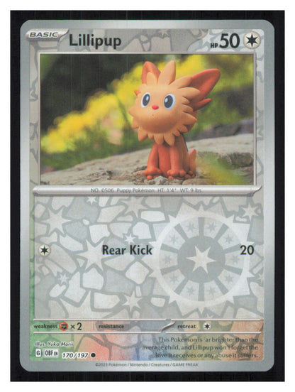 🎴 Lillipup 170/197 Common Reverse Holo Obsidian Flames NM