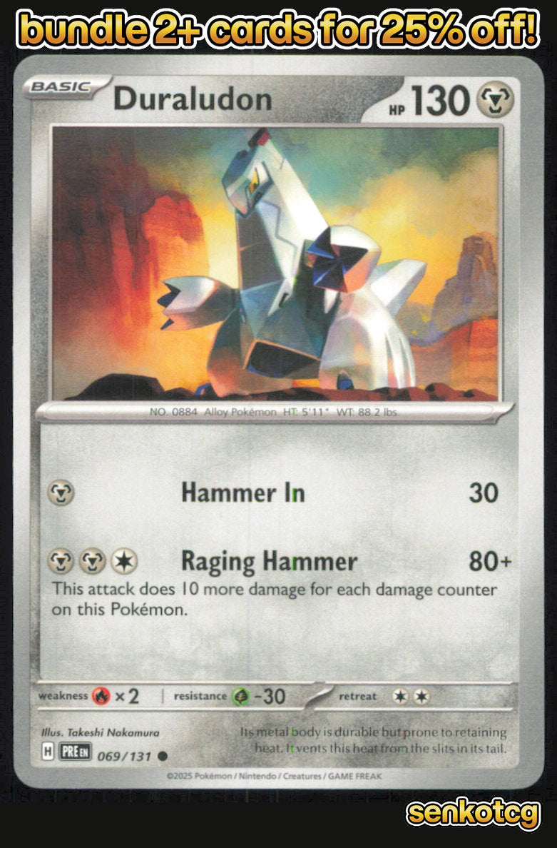 🎴 Duraludon 069/131 Common Prismatic Evolutions NM 🎨 Nakamura