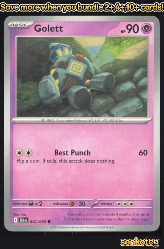 🎴 Golett 042/086 Common Black Bolt NM 🎨 Uta