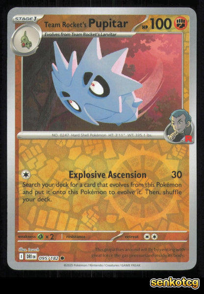 🎴 Team Rocket's Pupitar 095/182 Reverse Holo Destined Rivals NM 🎨 Izucch