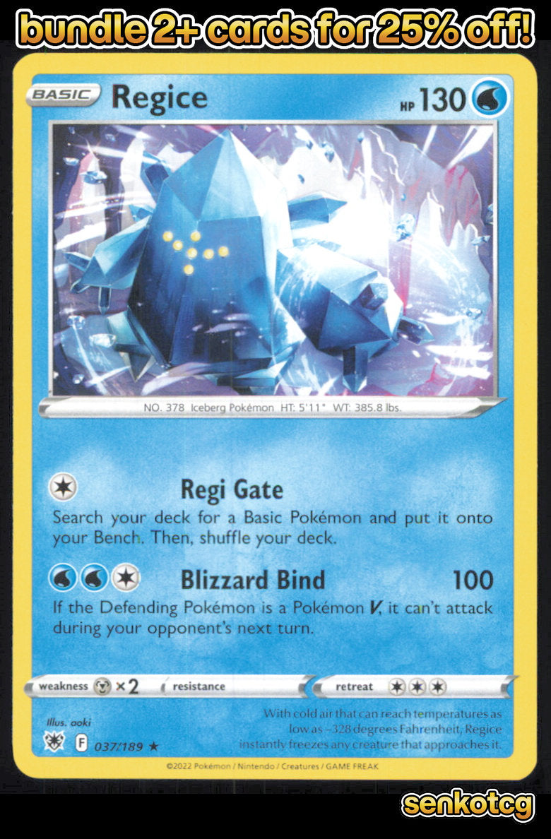 🎴 Regice 037/189 Rare Astral Radiance NM