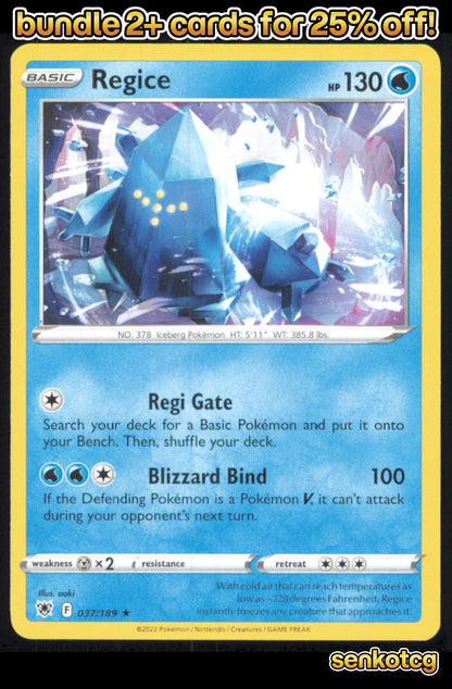🎴 Regice 037/189 Rare Astral Radiance NM