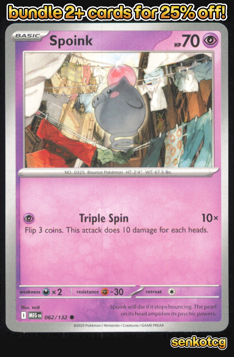 🎴 Spoink 062/132 Common Mega Evolution NM