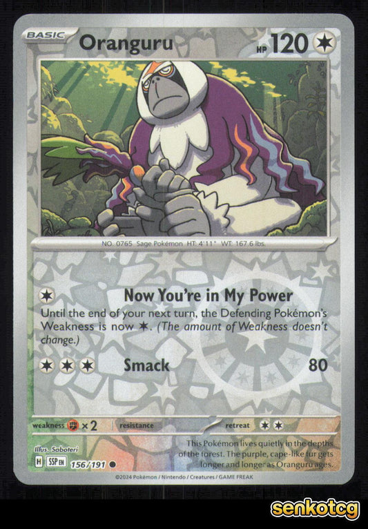 🎴 Oranguru 156/191 Reverse Holo Surging Sparks NM 🎨 Saboteri