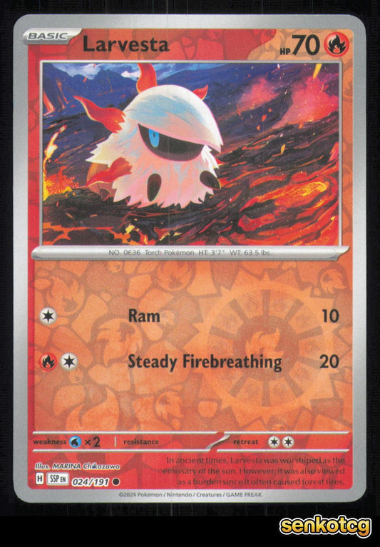 🎴 Larvesta 024/191 Reverse Holo Surging Sparks NM 🎨 Chikazawa