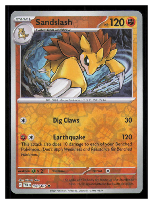 🎴 Sandslash 098/167 Reverse Holo Twilight Masquerade NM 🎨 Niso
