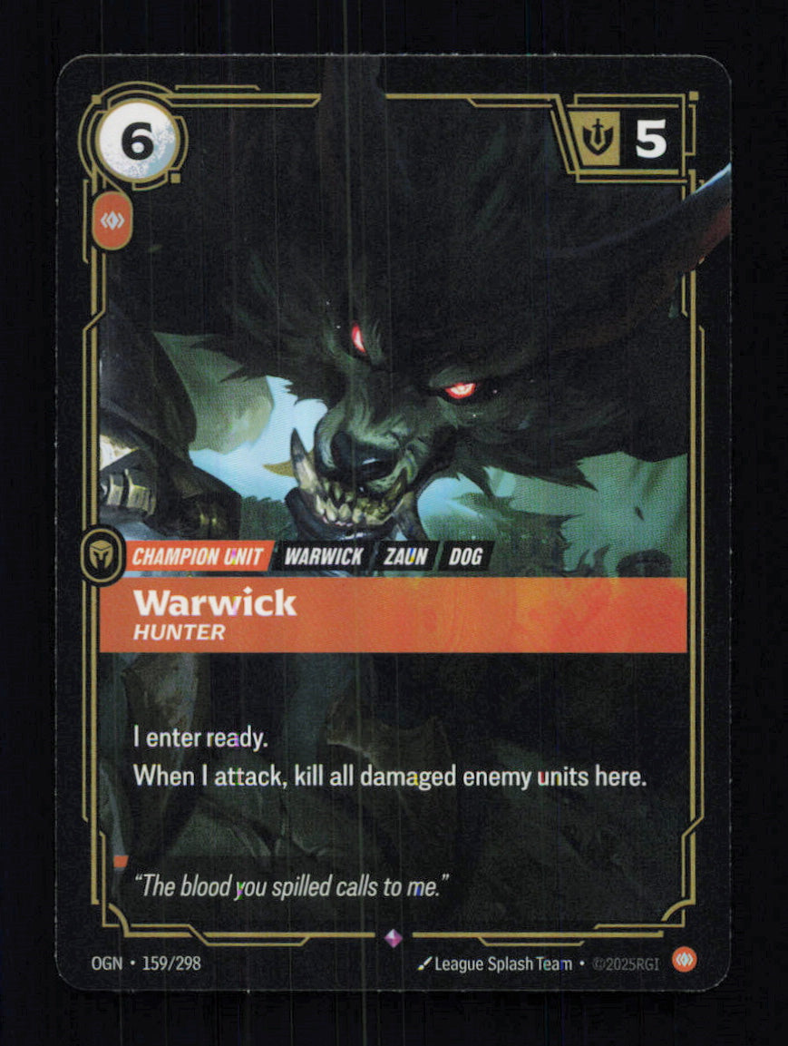 🎴 Warwick Hunter 159/298 Rare Foil OGN Origins NM