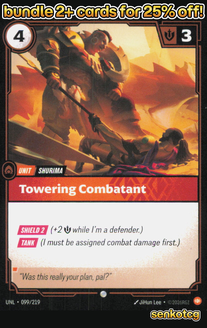 🎴 Towering Combatant 099/219 Common Unleashed NM