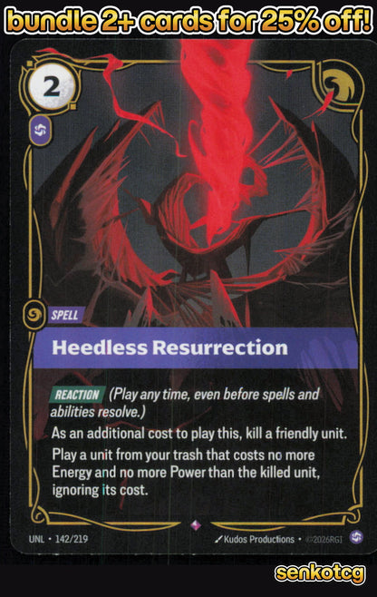 🎴 Heedless Resurrection 142/219 Rare Foil Unleashed NM