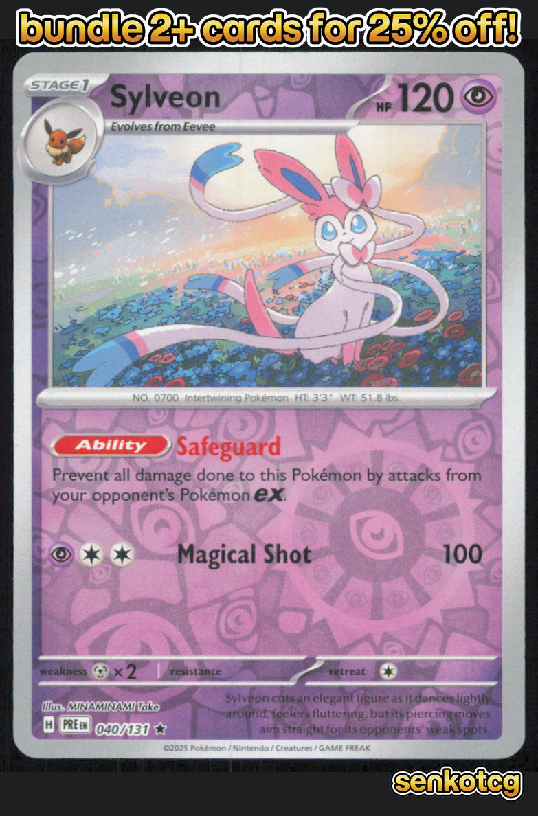 🎴 Sylveon 040/131 Rare Reverse Holo Prismatic Evolutions NM 🎨 Take
