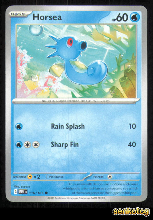 🎴 Horsea 116/165 151 NM 🎨 aspara