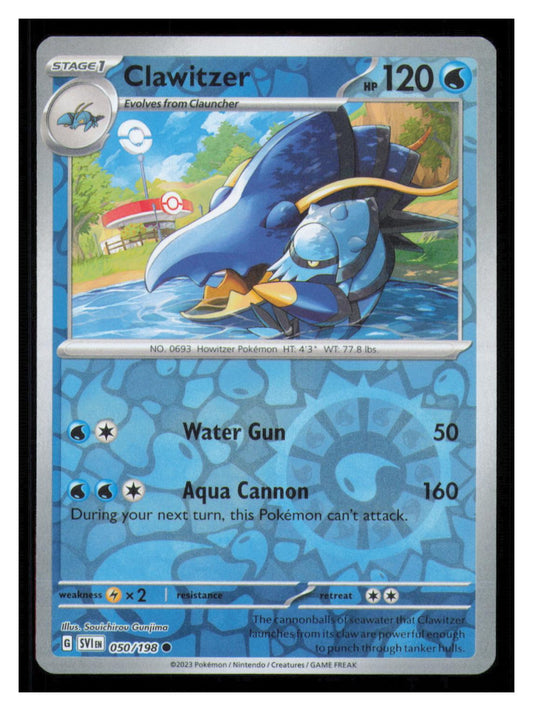 🎴 Clawitzer 050/198 Reverse Holo Scarlet & Violet Pokemon NM