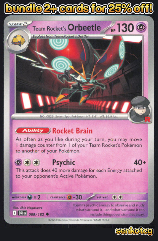 🎴 Team Rocket's Orbeetle 089/182 Uncommon Destined Rivals NM