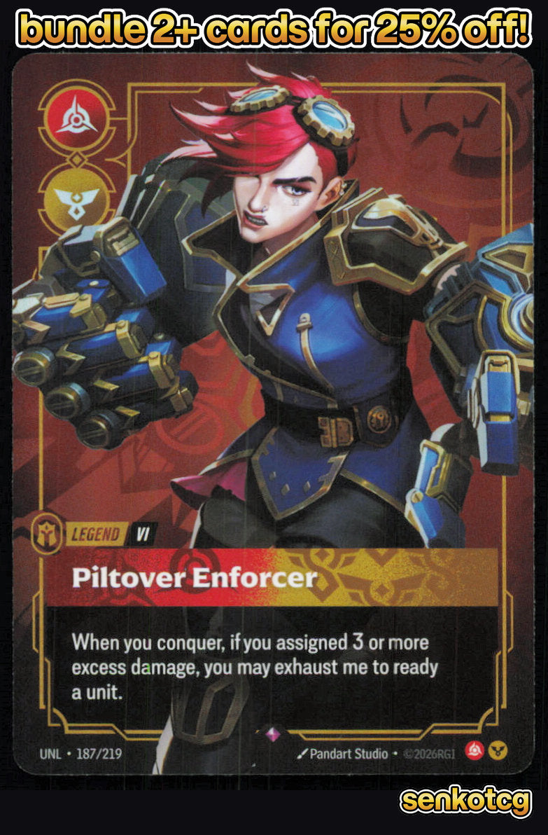 🎴 Vi - Piltover Enforcer 187/219 Rare Foil Unleashed NM
