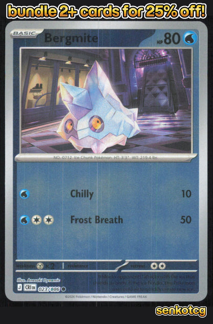🎴 Bergmite 023/086 Common Reverse Holo Chaos Rising NM 🎨 Dynamic
