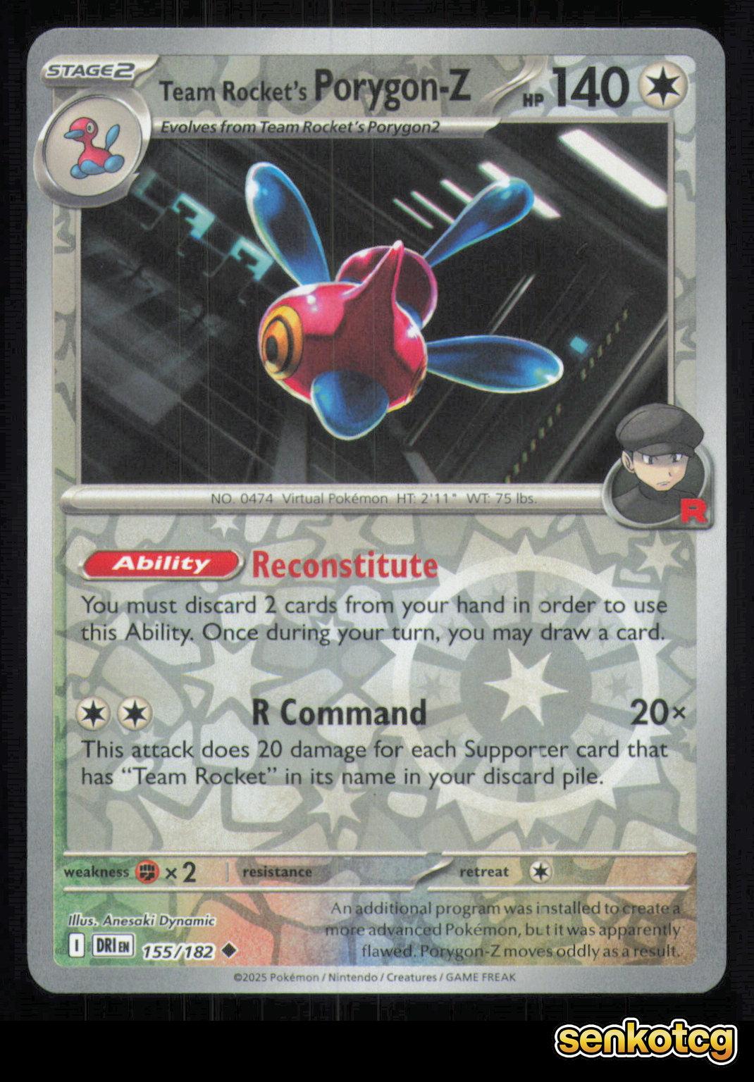 🎴 Team Rocket's Porygon-Z 155/182 Reverse Holo Destined Rivals NM 🎨 Dynamic