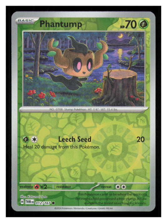 🎴 Phantump 012/167 Reverse Holo Twilight Masquerade NM 🎨 Sato