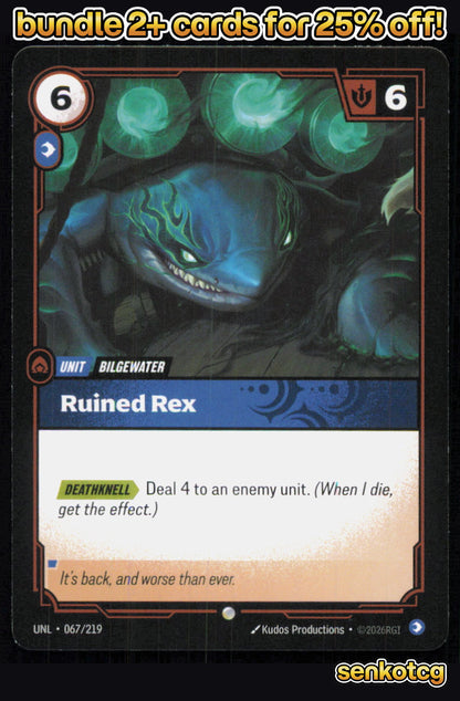 🎴 Ruined Rex 067/219 Common Unleashed NM