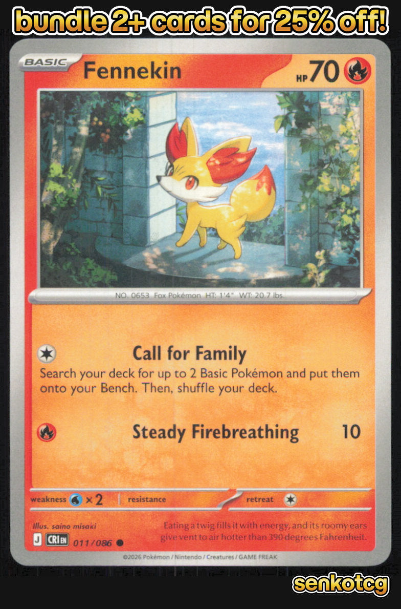 🎴 Fennekin 011/086 Common Chaos Rising NM 🎨 misaki