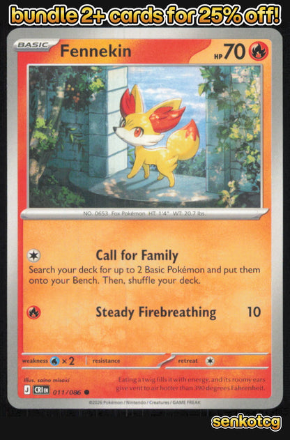 🎴 Fennekin 011/086 Common Chaos Rising NM 🎨 misaki