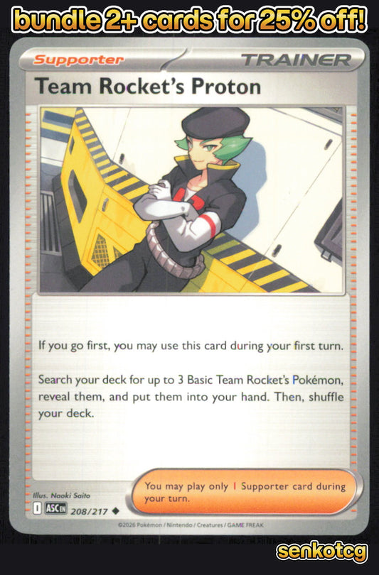 🎴 Team Rocket's Proton 208/217 Uncommon Ascended Heroes NM 🎨
