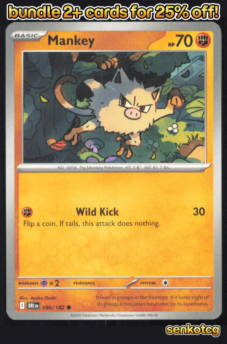 🎴 Mankey 090/182 Common Destined Rivals NM
