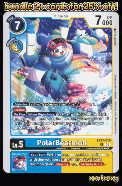 🎴 PolarBearmon EX11-016 U Uncommon Dawn of Liberator NM