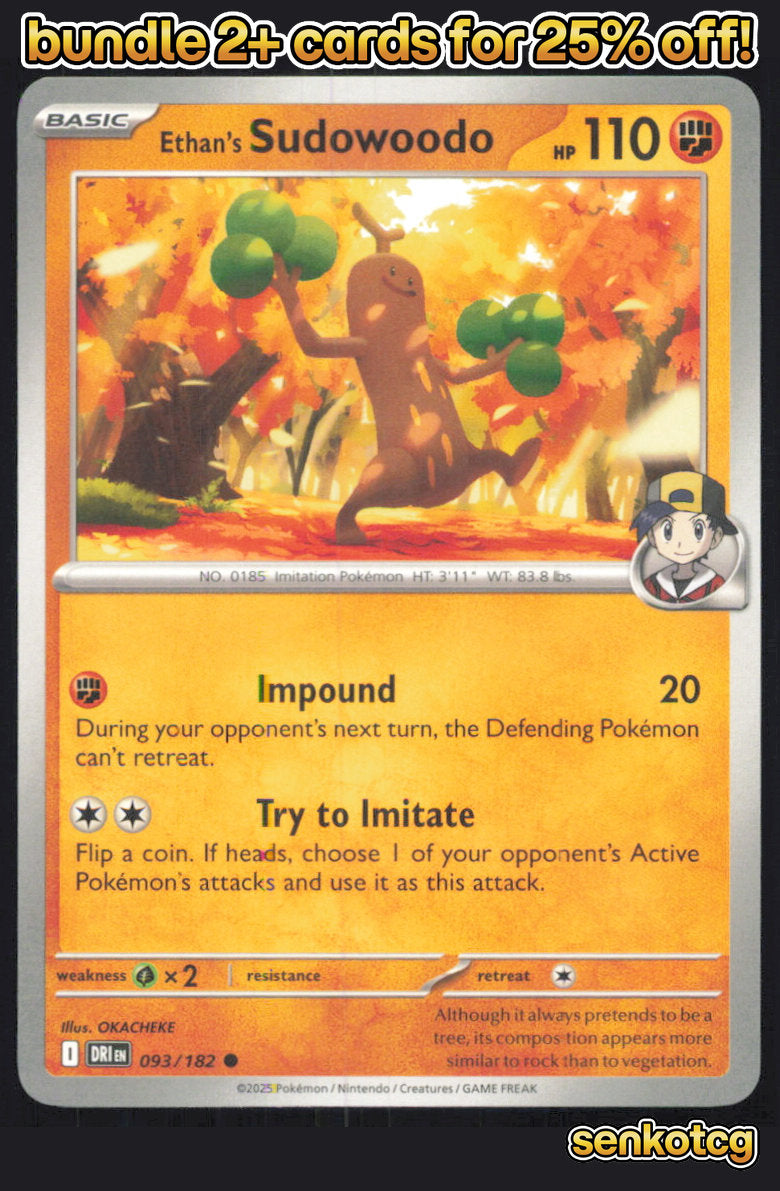 🎴 Ethan's Sudowoodo 093/182 Common Destined Rivals NM