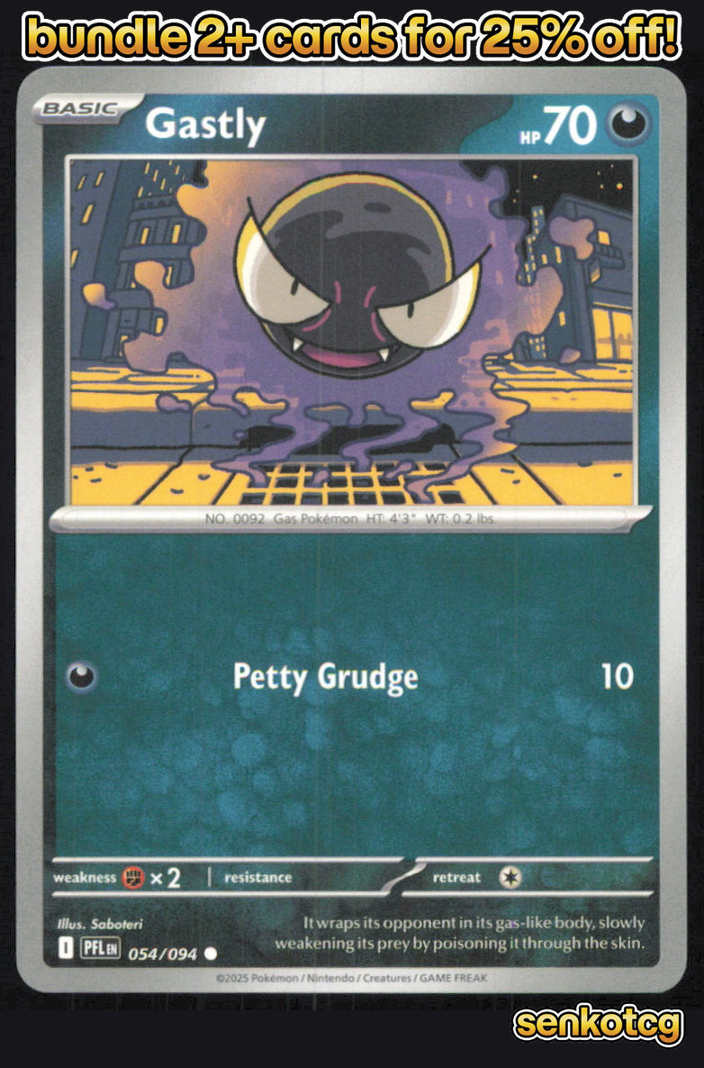 🎴 Gastly 054/094 Common Phantasmal Flames NM
