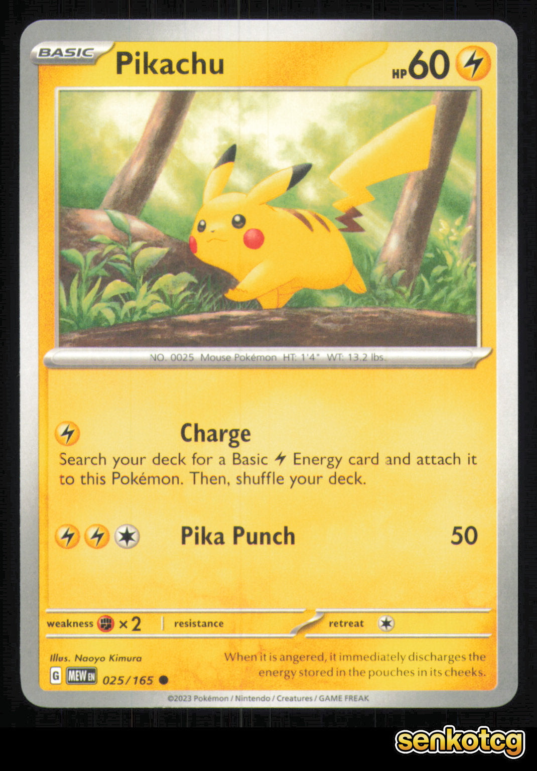 🎴 Pikachu 025/165 151 NM 🎨 Kimura