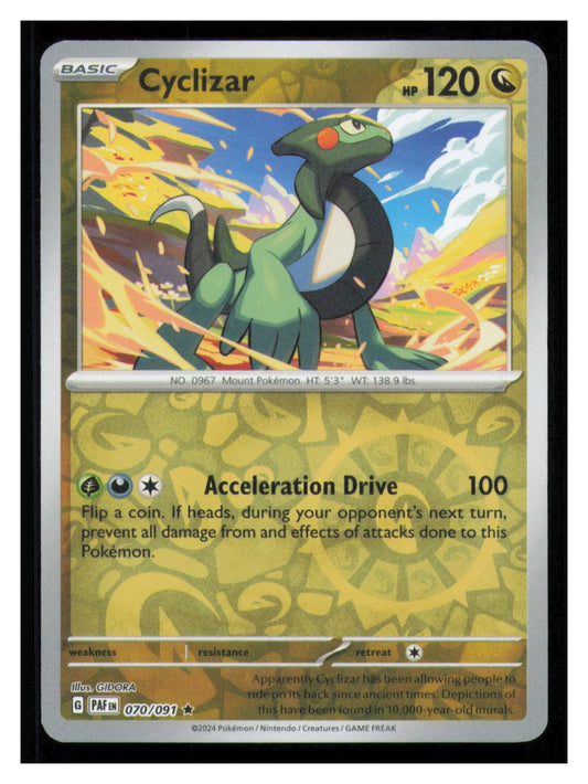 🎴 Cyclizar 070/091 Reverse Holo Paldean Fates Pokemon NM