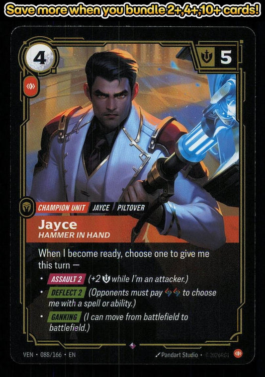 🎴 Jayce - Hammer in Hand 088/166 Rare Foil Vendetta NM 🎨 Studio