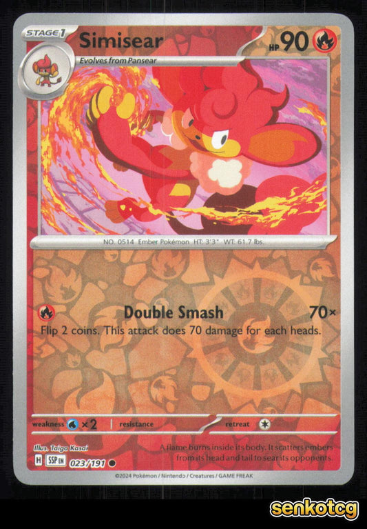 🎴 Simisear 023/191 Reverse Holo Surging Sparks NM 🎨 Kasai