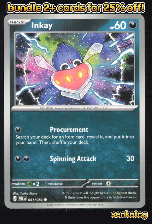 🎴 Inkay 051/084 Common Pitch Black NM 🎨 Akase