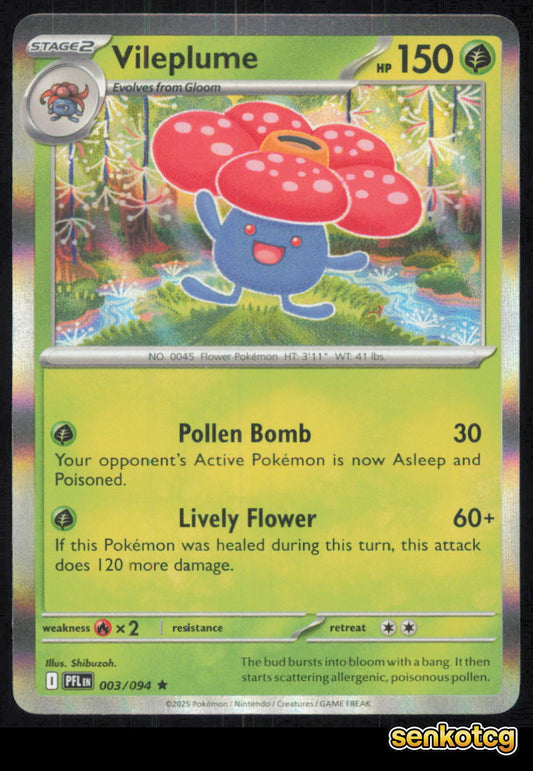 🎴 Vileplume 003/094 Rare Phantasmal Flames NM