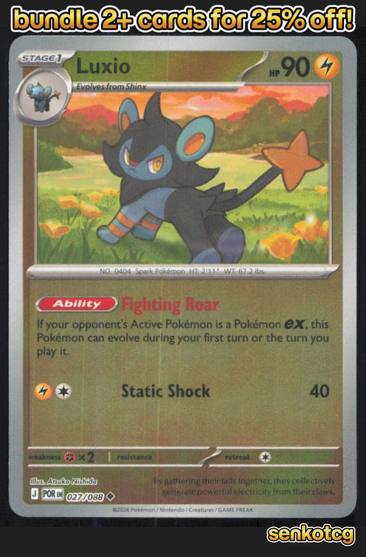 🎴 Luxio 027/088 Uncommon Reverse Holo Perfect Order NM 🎨 Nishida