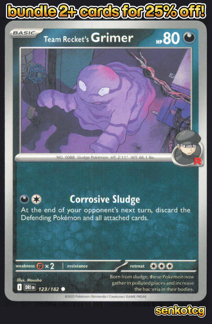 🎴 Team Rocket's Grimer 123/182 Common Destined Rivals NM