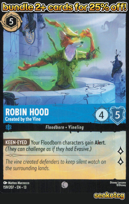 🎴 Robin Hood - Created by the Vine 159/204 Common Attack of the Vine! NM