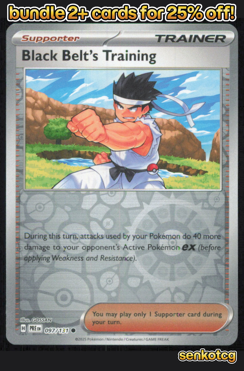 🎴 Black Belt's Training 097/131 Reverse Holo Prismatic Evolutions NM 🎨 GOSSAN