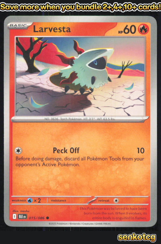 🎴 Larvesta 015/086 Common Black Bolt NM 🎨 mashu