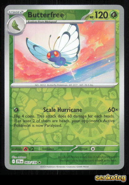 🎴 Butterfree 003/159 Reverse Holo Journey Together NM 🎨 satoma