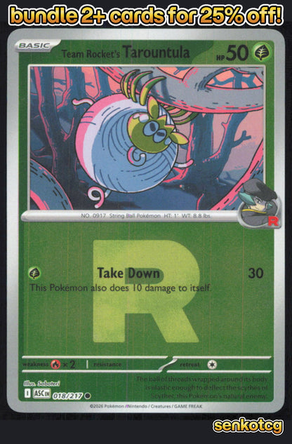 🎴 Team Rocket's Tarountula (Team Rocket) 018/217 Common Ascended Heroes NM
