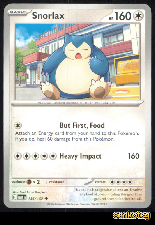 🎴 Snorlax 136/167 Uncommon Twilight Masquerade NM