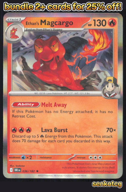 🎴 Ethan's Magcargo 036/182 Rare Holo Destined Rivals NM