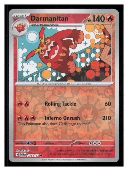 🎴 Darmanitan 035/167 Reverse Holo Twilight Masquerade NM 🎨 OKUBO