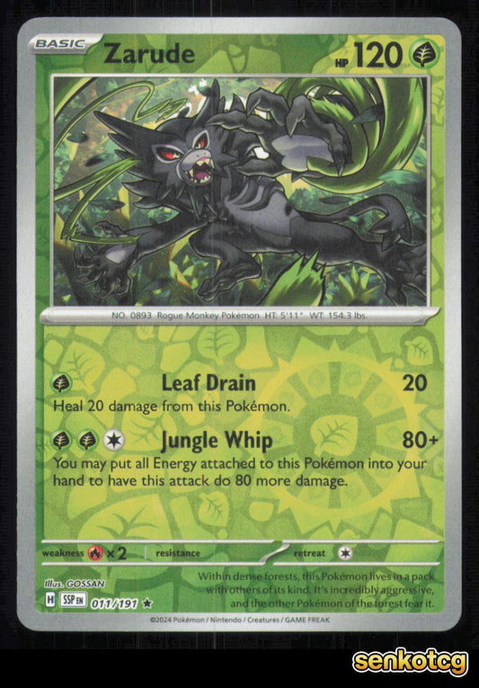 🎴 Zarude 011/191 Reverse Holo Surging Sparks NM 🎨 GOSSAN